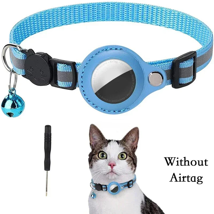 Anti-Lost Cat Collar for Airtag GPS Tracker Protective Case With Bell Reflective Cats Necklace